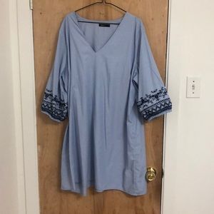 Mini dress with embroidery on sleeves